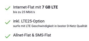 Sparhandy Telekom Allnet Flat mit 7GB LTE für 10€ mtl.
