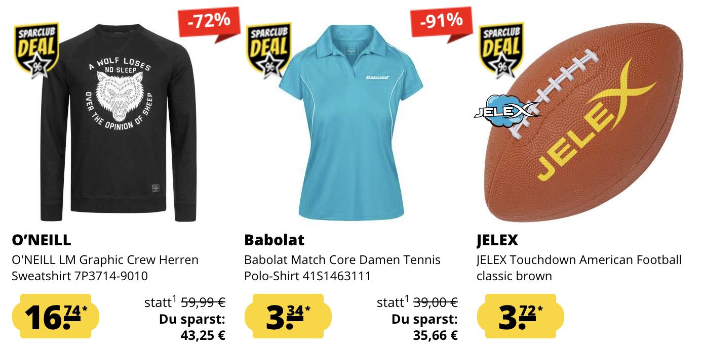 SportSpar Mega Sale + 33% Extra Rabatt   z.B. JELEX Touchdown American Football für 3,72€