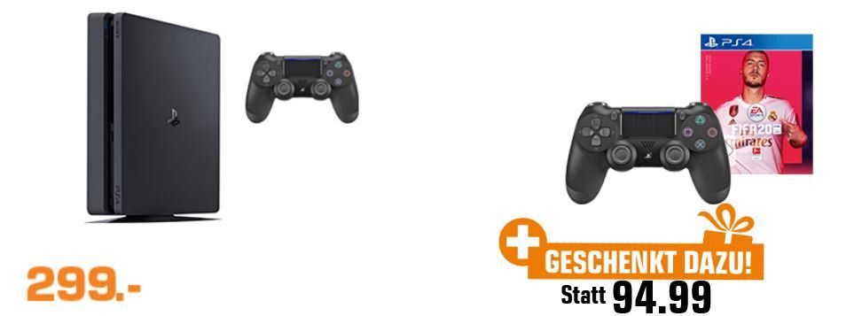 PlayStation 4 slim 1TB + 2 Controller + FIFA 20 für 299€ (statt 322€)