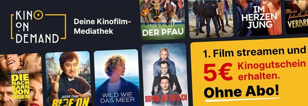 Kino on Demand: Kostenloser Film & 5€ Kinogutschein