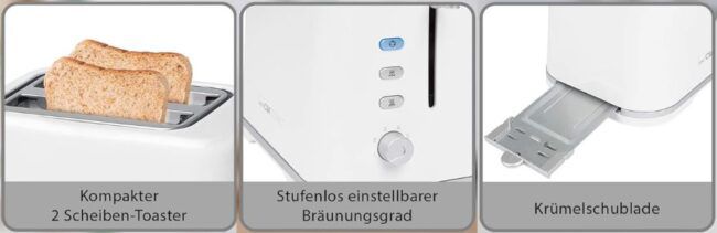 CLATRONIC TA 3554 Toaster (870 Watt) für 14,20€ (statt 18€)