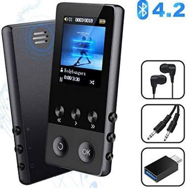 BT 4.2 MP4 Player mit 1,8 Zoll Display, Radio, Kopfhörer & OTG Adapter für 19,79€