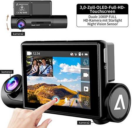 1080P Dashcam mit App Steuerung, GPS & Innenraumkamera für 59,99€ (statt 120€)