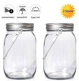 2 Deko LED Gläser (500ml) mit Solar für 11,99€   Prime