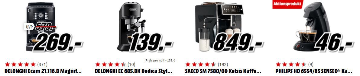 Media Markt Kaffee Blitzangebote: z.B. SAECO SM 7580/00 Xelsis Kaffeevollautomat für 849€ (statt 944€)