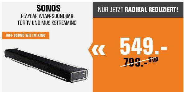 Saturn Osterbonus Aktion   z.B. Sonos Playbar Wireless Soundbar für 549€ (statt 633€)