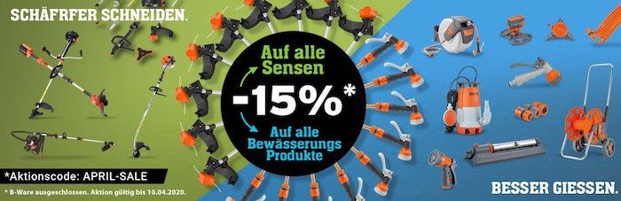 Fuxtec: 15% Rabatt auf alle Motor Sensen und Bewässerungs Produkte