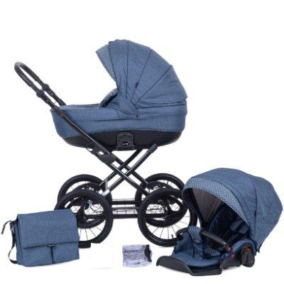 Knorr Baby Kombi Kinderwagen Kreta inkl. 9 teiligem Set in Blau mit Punkten für 407,53€ (statt 488€)