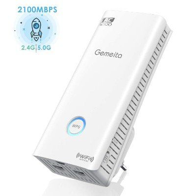 Gemeita WLAN Repeater mit 2100 Mbit und 6 Antennen (2,4GHz und 5GHz ) mit LAN für 39,99€ (statt 70€)