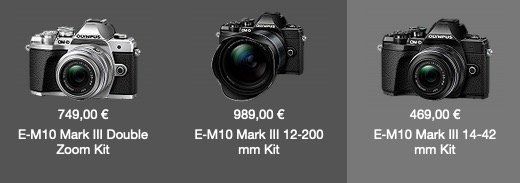 Olympus E‑M10 Mark III inkl. M.Zuiko Objektiv für 469€ (statt 629€)