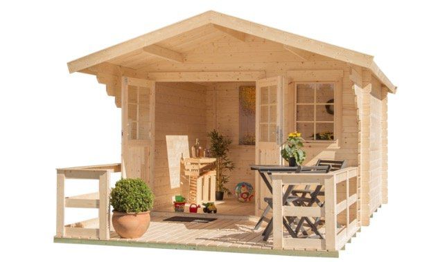 Kiehn Holz Gartenhaus Kallenberg2 in 350x441cm inkl. Terrasse, Vordach und Fußboden für 1.189,99€ (statt 1.400€)