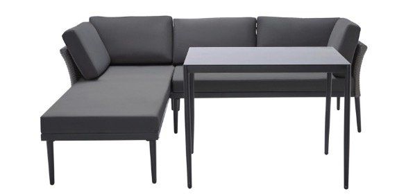 Lounge Garnitur Madlen in Grau inklusive Tisch und Kissen für 150€ (statt 280€)