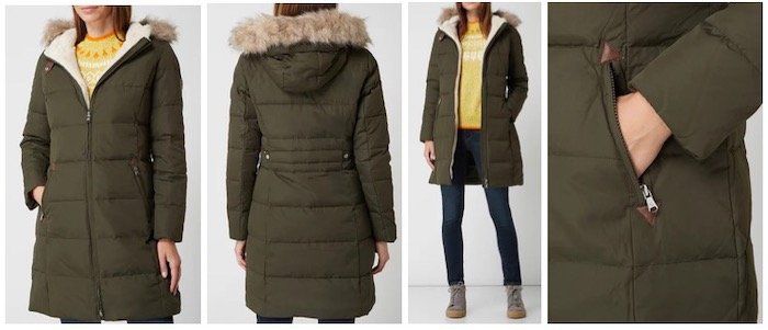 Ralph Lauren gesteppte Damen Lang Daunenjacke in Oliv für 112,49€ (statt 269€)