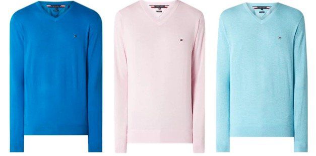 Tommy Hilfiger Pullover mit V Ausschnitt aus Bio Baumwolle und Seide in 3 Farben für 59,99€ (statt 87€)