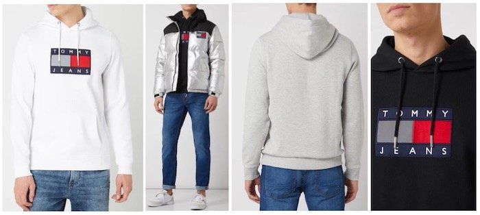 Tommy Jeans Hoodie mit Logo Aufnäher in Offwhite, Hellgrau oder Schwarz für 71,99€ (statt 120€)