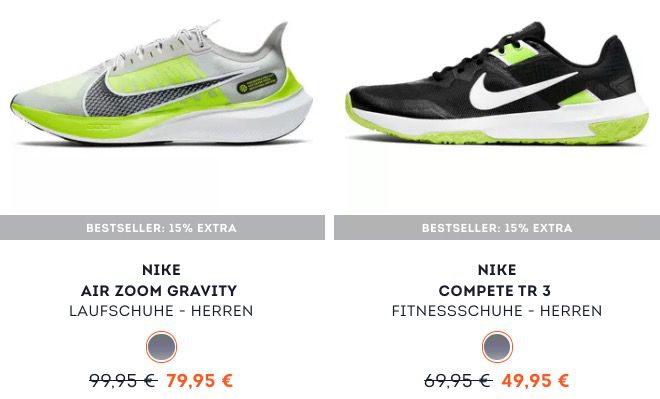 SportScheck: 15% Rabatt auf Bestseller   z.B. Nike Varsity Compete TR 3 für 46,41€ (statt 56€)