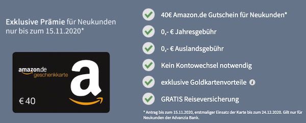 Endet heute: PayVIP Mastercard Gold (dauerhaft gebührenfrei) inkl. Reiseversicherung + 40€ Amazon Gutschein