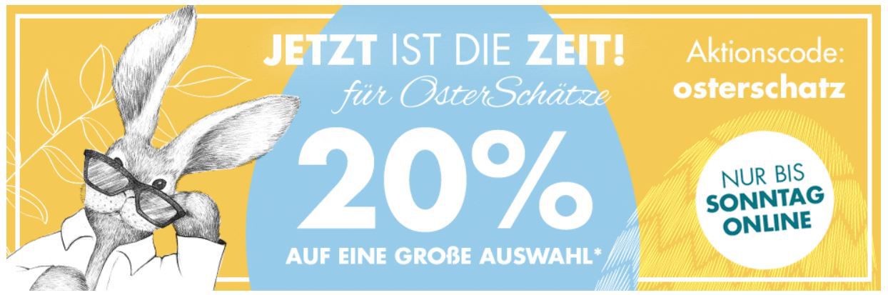 Galeria Oster Schätze: Heute viele Artikel mit 20% Extra Rabatt auf z.B. Schmuck, Uhren und Schuhe