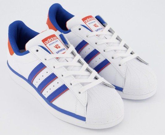 Vorbei! adidas Superstar Trainers Sneaker in White Blue Orange für 50€ (statt 90€)   nur 37 42