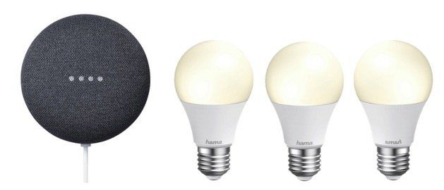 Google Nest Mini inkl. 3x Hama WiFi LED Birne für 59€ (statt 86€)