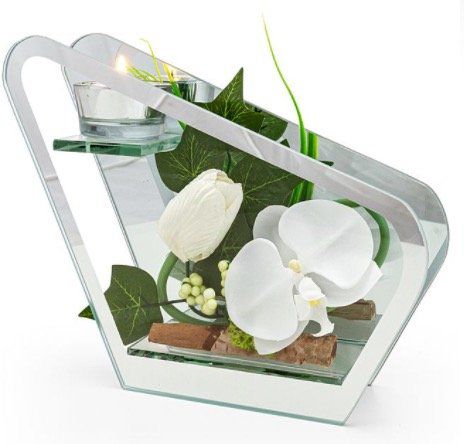 Ausverkauft! Glas Windlicht mit Orchideen Deko für 16,98€