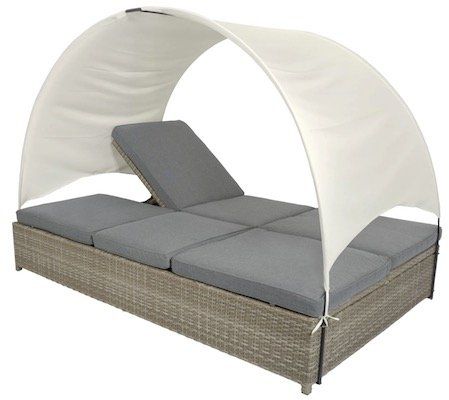 Ausverkauft! Sonnenbett Lorca mit Doppelliege und Sonnendach für 219,94€ (statt 520€)