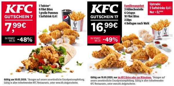 Letzter Tag: KFC 7 Tage und 14 Angebote   heute: großes Familienmenü für 16,99€ (normal 33,99€)