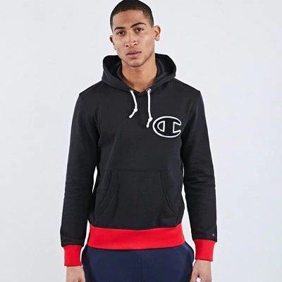 Champion Logo Over The Head Herren Hoodie in Black Red White für 21,99€ (statt 55€)   XS bis M