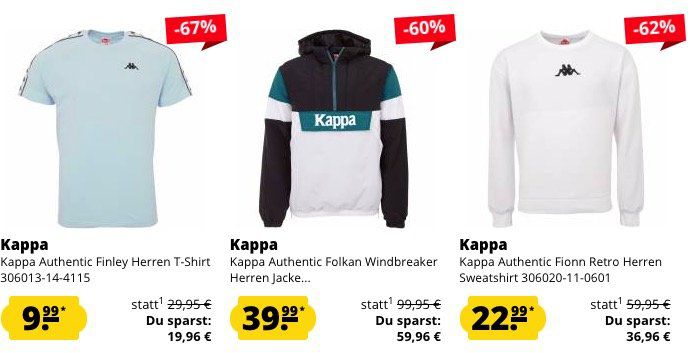 Kappa Mega Sale bis  80% bei SportSpar   z.B. Trainingsjacke nur 16,16€ (statt 45€)