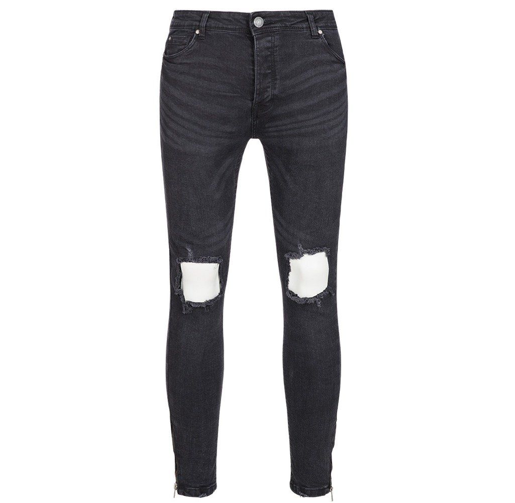 Brave Soul Parker Skinny Fit Herren Denim Cut Out Jeans für 17€ (statt 26€)