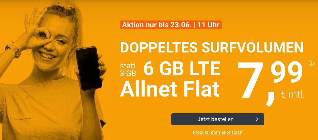 o2 Allnet Flat mit 6GB LTE für 7,99€ mtl. oder 10GB für 12,99€ mtl. + keine Laufzeit