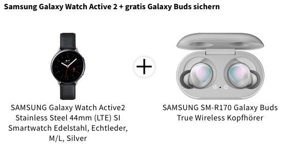 Ausverkauft! Samsung Galaxy Watch Active2 44mm Edelstahl mit Leder Armband ab 289€ (statt 319€)   dazu Galaxy Buds gratis!