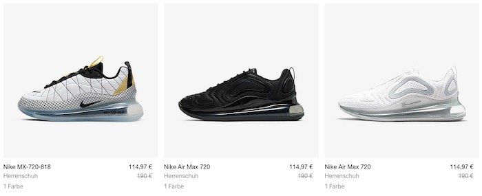 Nike Air Max 720 in vielen Farben ab 80,48€ (statt 133€)   teilweise nur Restgrößen