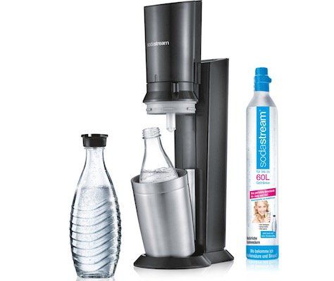 SodaStream Crystal 2.0 Titan inkl. 2x Glaskaraffe + Kohlensäurezylinder für 70,49€ (statt 86€)