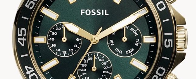 FOSSIL Multifunktion Herrenuhr Bannon 45mm aus goldenem Edelstahl für 67€ (statt 114€)