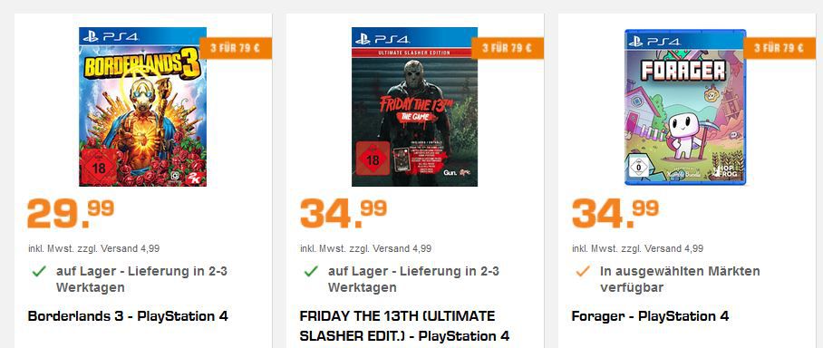 Saturn: 3 Games zum Preis von 79€   PS4, XBox one, PC, Nintendo Spiele