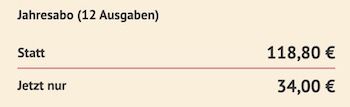 Capital Jahresabo 12 Ausgaben für 34€ (statt 119€)   direkt ohne Prämie