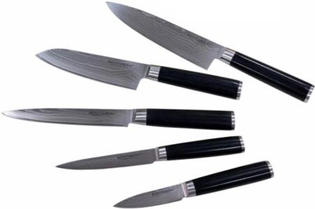 Echtwerk Damaszener Messer Set 5teilig inkl. Magnet Messerblock für 90,94€ (statt 126€)
