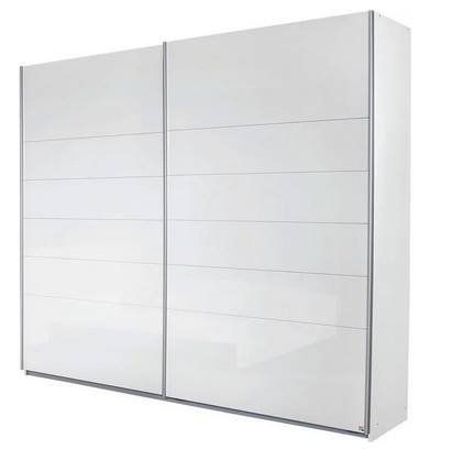 Schwebetürenschrank in Weiß Hochglanz (225cm breit) für 349,30€ (statt 499€)