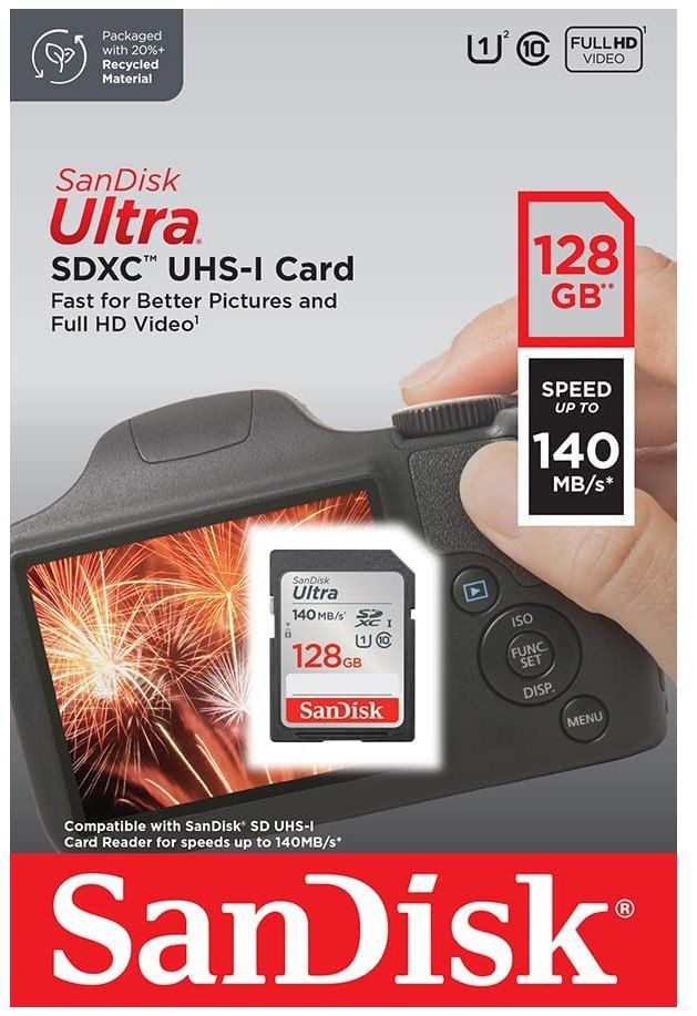 SANDISK Ultra SDXC Speicherkarte 128GB Class10 für 13,29€ (statt 17€)