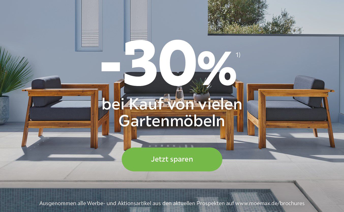 TOP! Mömax 30% Rabatt auf Gartenmöbel, Sessel, Liegen, Sonnenschirme ......