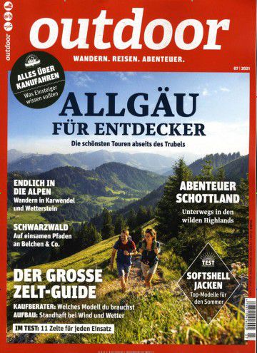 Jahresabo outdoor Magazin für 72€ + Prämie: 65€ Verrechnungsscheck