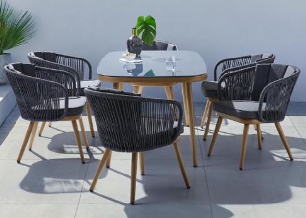 Bessagi Garden Sofia   7 teilige Lounge Garnitur: 6 Stühle, Tisch & Kissen für 559,30€ (statt 799€)