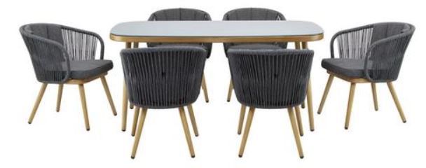 Bessagi Garden Sofia   7 teilige Lounge Garnitur: 6 Stühle, Tisch & Kissen für 559,30€ (statt 799€)