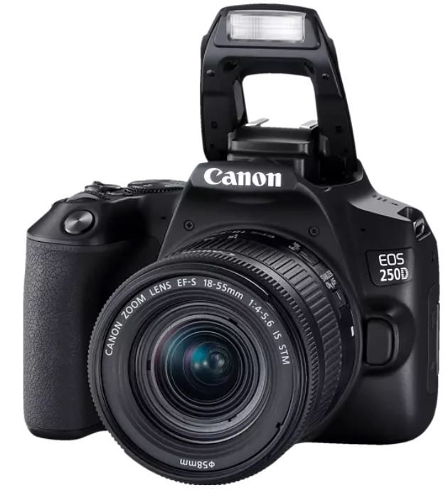 Canon EOS 250D Spiegelreflexkamera mit 24.1 MP WLAN und 18 55mm Objektiv für 605,04€ (statt 669€)