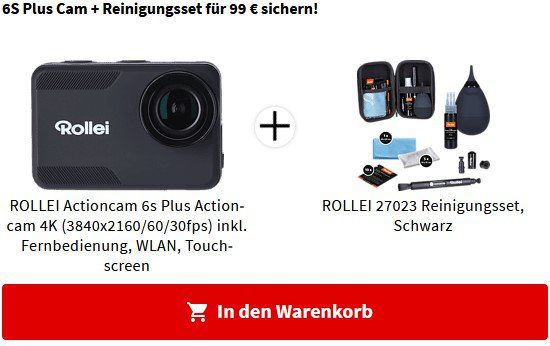 ROLLEI Actioncam 6s Plus Actioncam mit Reinigungsset für 99€ (statt 113€)