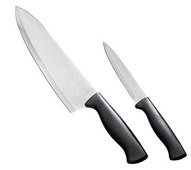 Ausverkauft! 2er Set Edelstahl Messer mit Messerschärfer Hülle für 4,95€