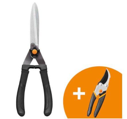 Fiskars Bypass Gartenschere P11 + Heckenschere HS10 für 19,90€ (statt 33€)