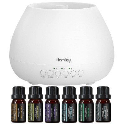 Homasy Diffuser (500ml) mit LEDs & 6 ätherischen Öle für 27,99€ (statt 40€)