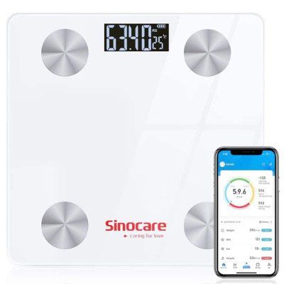 Abgelaufen! Sinocare Waage für Körperfett und Muskelmasse mit Bluetooth und APP für Auswertungen für 14,99€ (statt 30€)